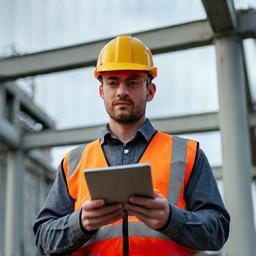 Engineer performing onsite structural analysis